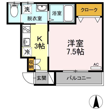 ALWAYS SUN(1K/1階)の間取り写真
