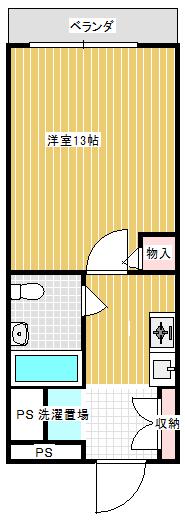 TOP・取手第2(ワンルーム/3階)の間取り写真