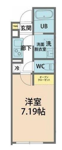 カインドネス愛甲石田(1K/1階)の間取り写真