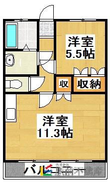 グリーンハイム甘木(1LDK/1階)の間取り写真