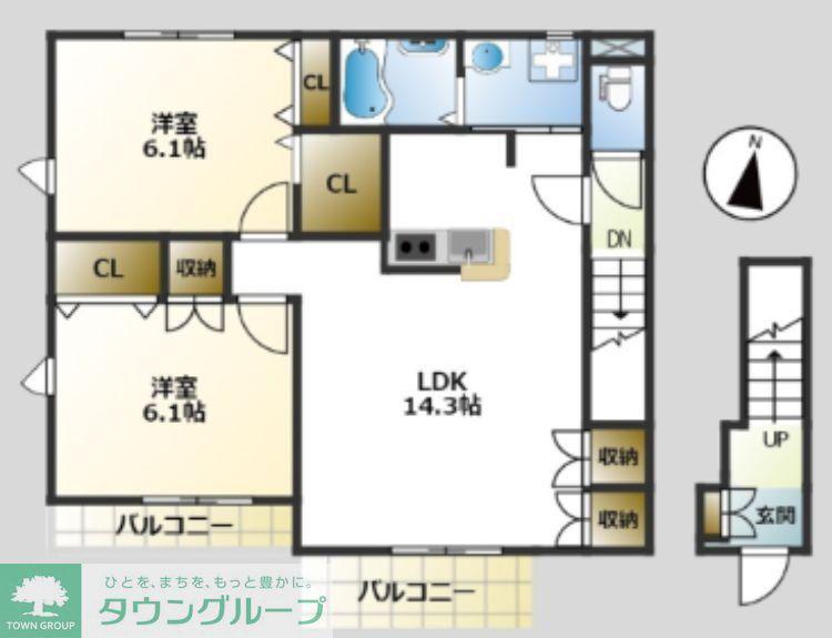 T-HOUSE(2LDK/2階)の間取り写真