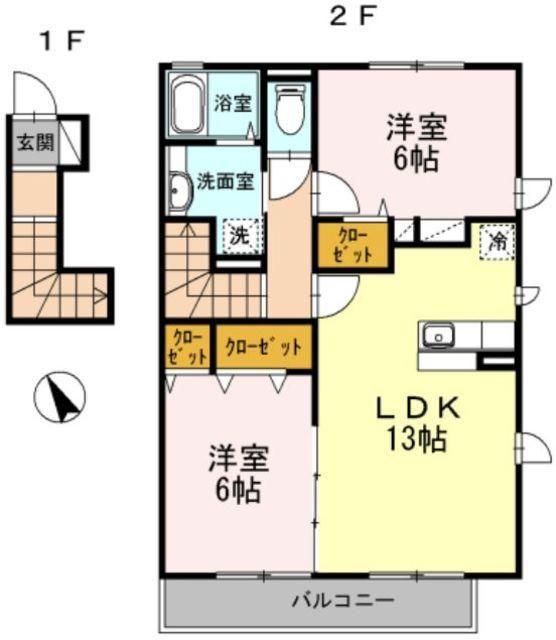 クレールソフィア(2LDK/2階)の間取り写真