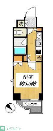 ルーブル川崎中丸子(1K/3階)の間取り写真