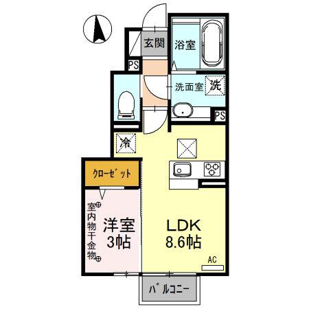 メゾン ナカザワII(1LDK/1階)の間取り写真