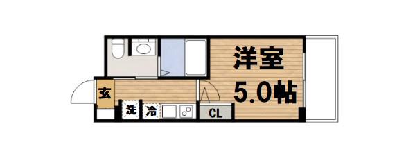 ブリリアント大阪西(1K/11階)の間取り写真