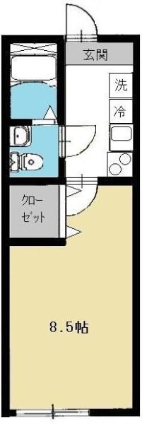 フォレスタ港南中央(1K/1階)の間取り写真
