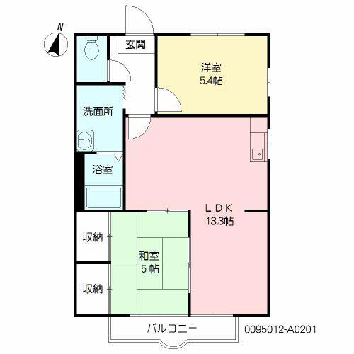 ハイム福智(2LDK/2階)の間取り写真