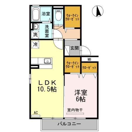 リシェス新山口(1LDK/3階)の間取り写真