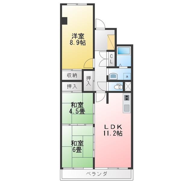 新松戸ファミールハイツ4号棟(3LDK/4階)の間取り写真