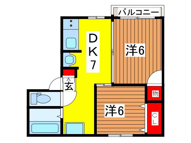 コンフォートハウス(2DK/2階)の間取り写真