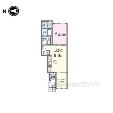 サンシャイン中曽司(1LDK/1階)の間取り写真