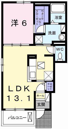 モンターニュII(1LDK/1階)の間取り写真