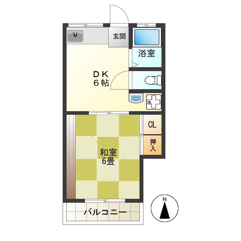 布田第1アパート(1DK/2階)の間取り写真