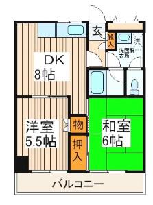 ラ・ベルメゾン小陽(2DK/2階)の間取り写真