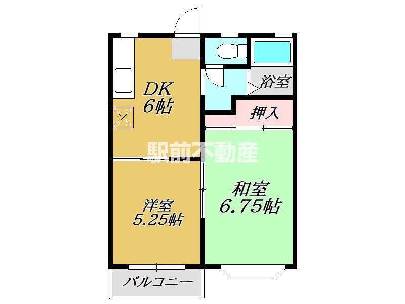ベルメゾン多布施(2DK/1階)の間取り写真