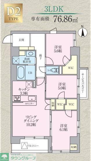 カームレジデンス プロローグ(3LDK/2階)の間取り写真