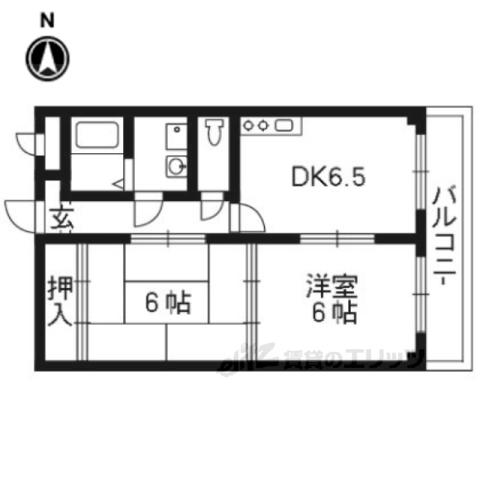 ヤムズⅢ(2DK/5階)の間取り写真