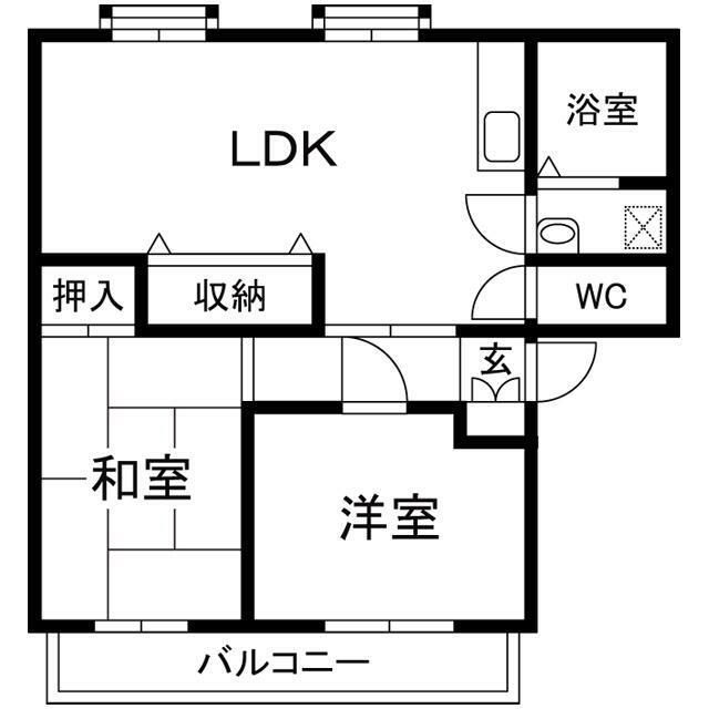 ウィンズ湘南4(2LDK/2階)の間取り写真