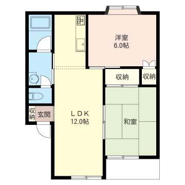 グランドール A(2LDK/1階)の間取り写真