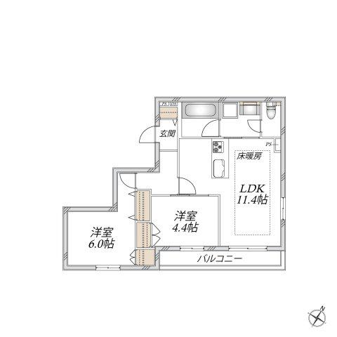 桜上水1丁目メゾン(2LDK/2階)の間取り写真