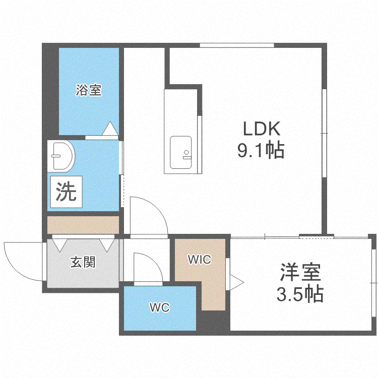 アンティーク(1LDK/2階)の間取り写真