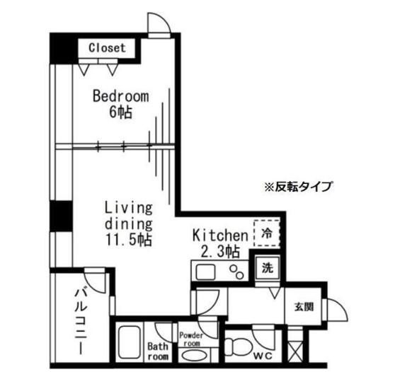 レジディアタワー麻布十番(1LDK/10階)の間取り写真