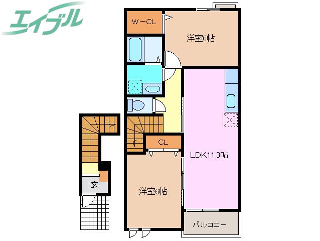 GROVE II(2LDK/2階)の間取り写真