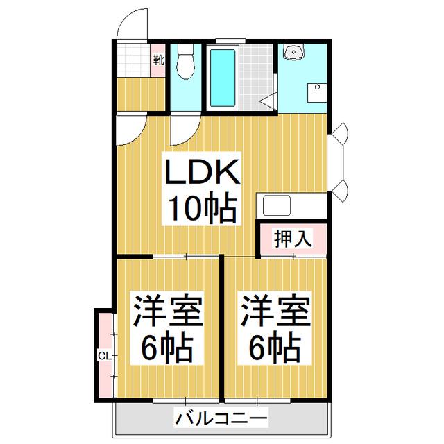 ハイツオネシス(2LDK/2階)の間取り写真