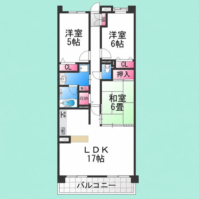 ソルプラーサ堺(3LDK/13階)の間取り写真