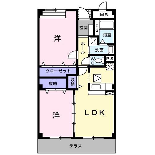 ソレアード(2LDK/1階)の間取り写真