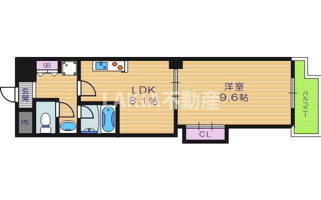 CITY SPIRE上町台(1LDK/9階)の間取り写真