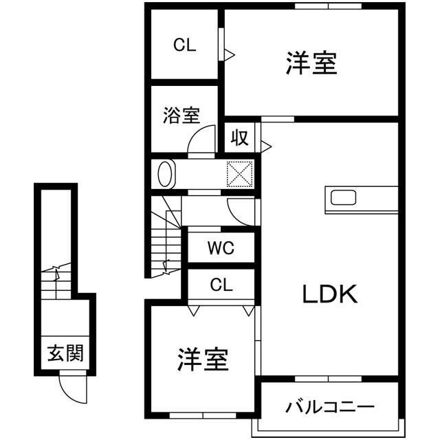 ピースハイツ(2LDK/2階)の間取り写真