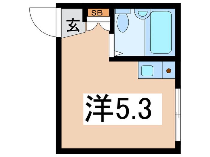 ヴィラ第2白楽(ワンルーム/1階)の間取り写真