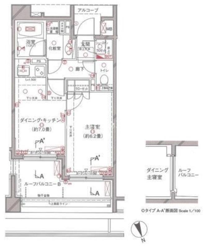 クレッセント戸山夏目坂(1DK/4階)の間取り写真