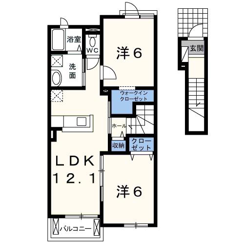 クラールハイム(2LDK/2階)の間取り写真