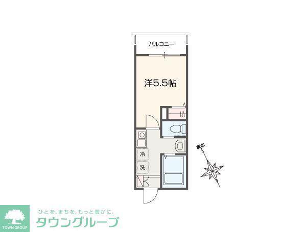 MELLAS鳩ヶ谷(1K/2階)の間取り写真