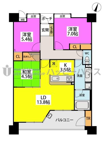サンリヤン藤崎駅前(3LDK/12階)の間取り写真