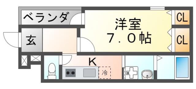フジパレス吹田垂水町III番館(1K/1階)の間取り写真