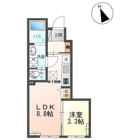 リバティコートH&M(1LDK/1階)の間取り写真