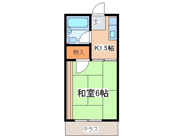 サンライフ羽鳥(1K/1階)の間取り写真