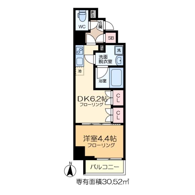 セジョリ東陽町(1DK/6階)の間取り写真
