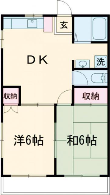第二大野マンション(2DK/1階)の間取り写真