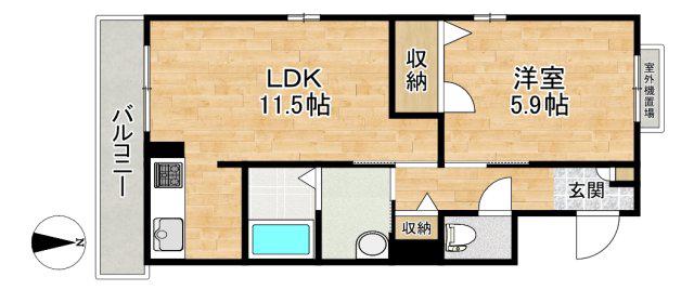 キエ・チュード(1LDK/2階)の間取り写真