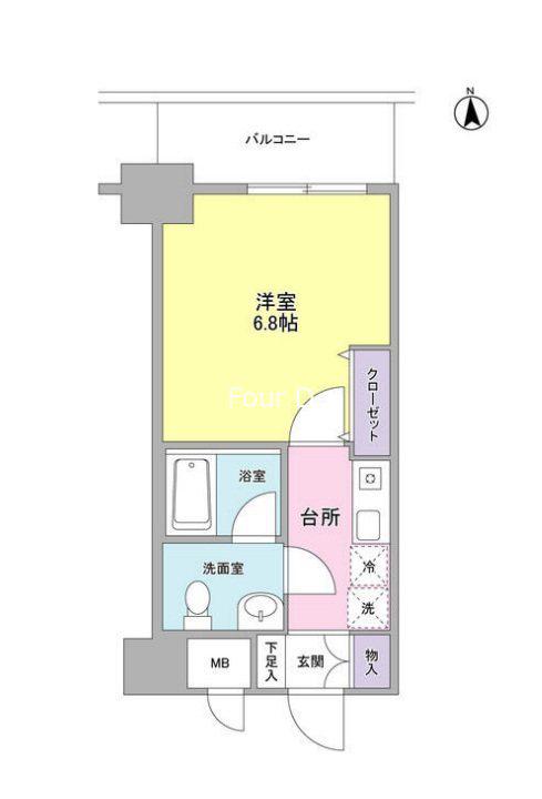 セレーノ品川(1K/2階)の間取り写真
