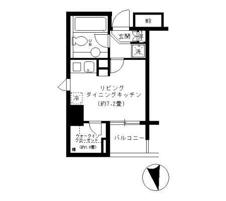 KDXレジデンス芝公園(ワンルーム/2階)の間取り写真