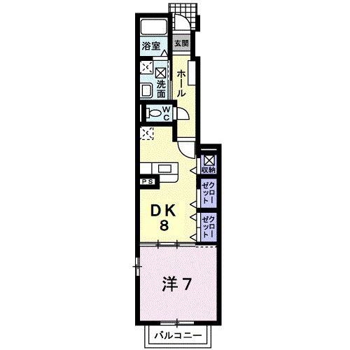 ウエスト 多米(1DK/1階)の間取り写真