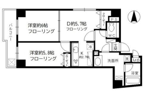 ソフィア西浅草(2DK/2階)の間取り写真