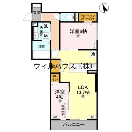 パサログランデ浜寺諏訪森3(2LDK/2階)の間取り写真