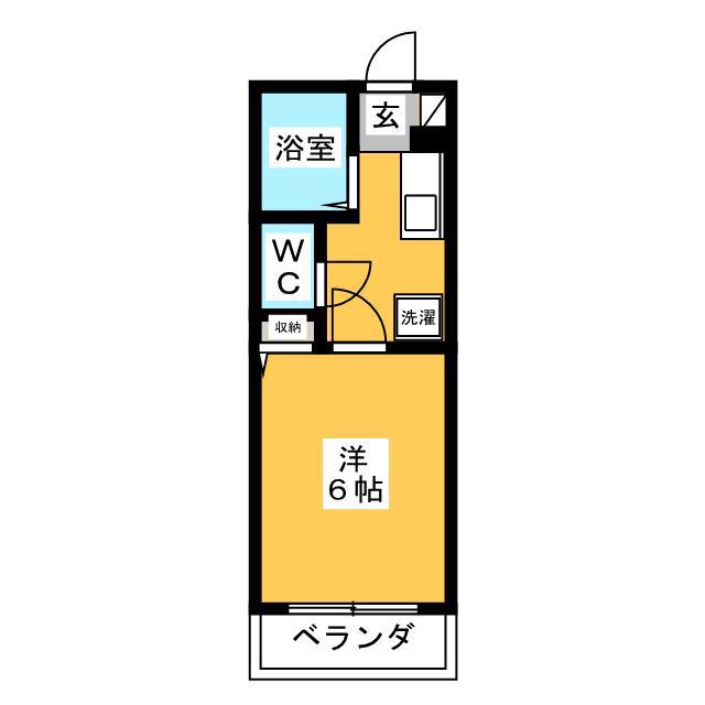 エリアN(1K/1階)の間取り写真
