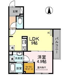 アリエッタ牧落(1LDK/1階)の間取り写真